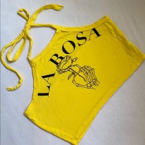 (Size: S) Bright Yellow Halter Crop Top!